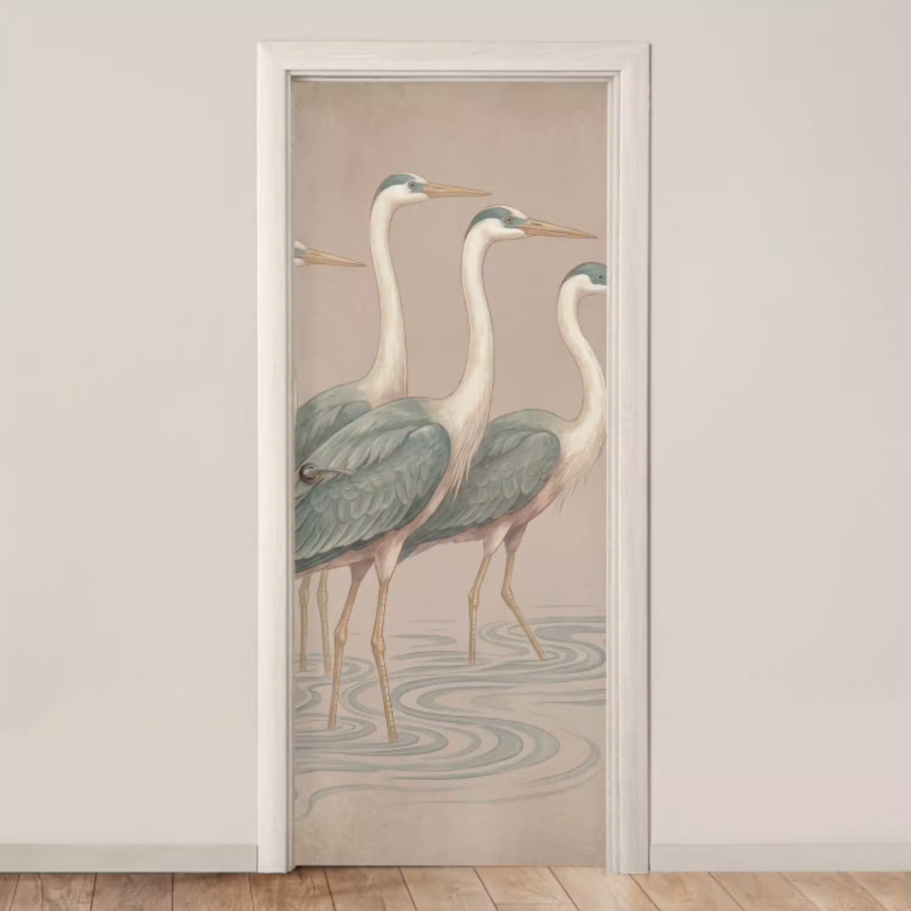 Vogel - Water - Natuur - Vintage deurposter klein -3d_beige