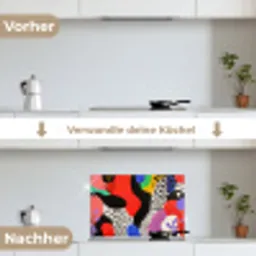 Abstract - Vormen - Kleuren - Stippen keuken achterwand spatscherm klein -voor_na_DE