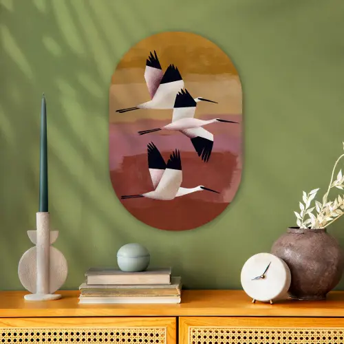 Vogels - Snavel - Abstract Wandcirkel Ovaal Forex klein -sfeer2