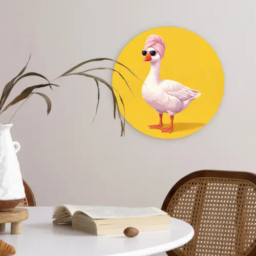 Eend - Zonnebril - Geel Wandcirkel kunststof plaat 5mm dik klein -sfeer4