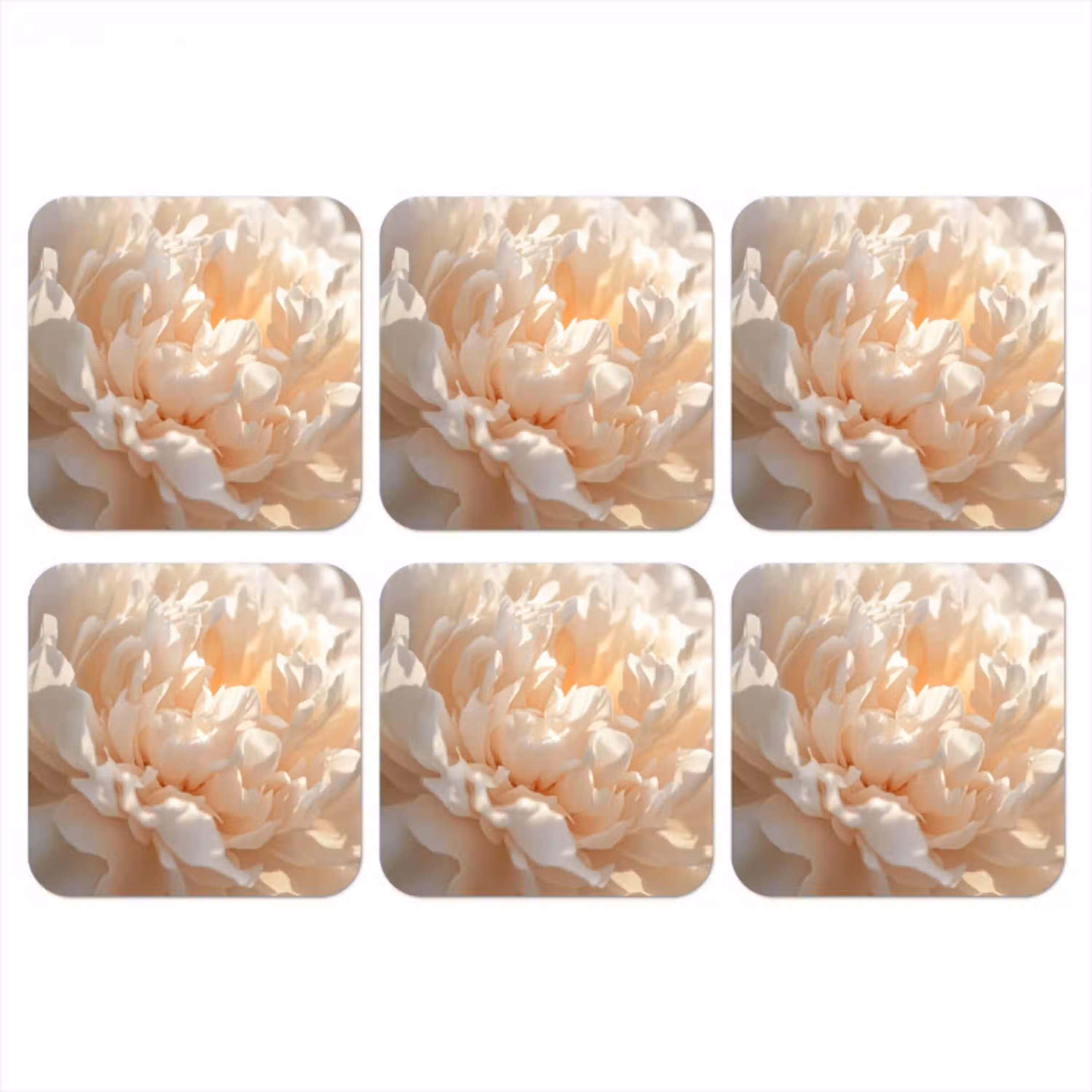 Close up - Pioenroos - Lichtroze onderzetter kurk middel -3d