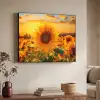 Zonnebloem - Bloemen - Geel - Bloemenveld met zonnebloemen Textielframe zwart klein -sfeer3