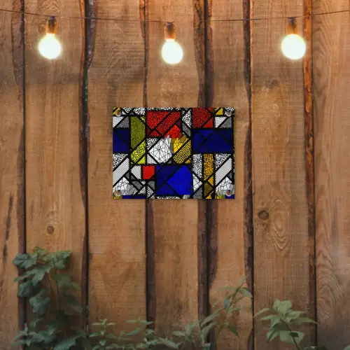 Mondriaan - Glas in lood - Oude Meesters - Kunstwerk - Abstract - Schilderij tuinposter los doek klein -sfeer1
