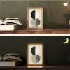 Cirkels - Strepen - Minimalistisch - Zwart Light Box met kabel (Tafellamp) klein -sfeer3