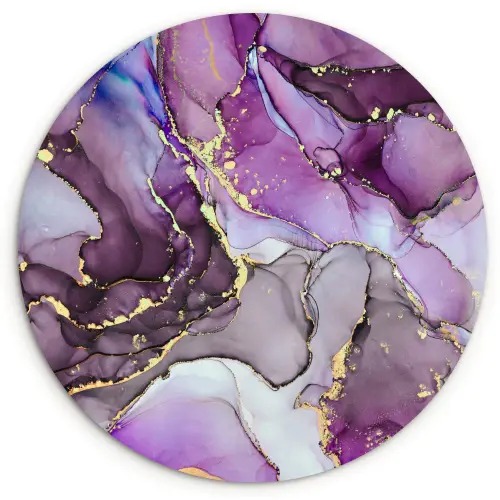 Marmer - Roze - Paars - Gold Wandcirkel kunststof plaat 5mm dik klein -3d