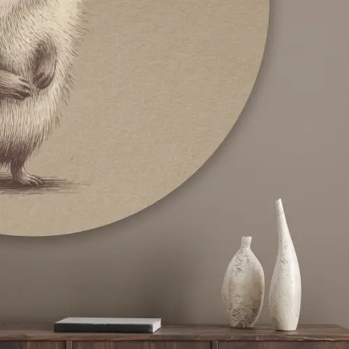 Egel - Snuitje - Bruin - Stekels Akoestische PET Vilt - Rond klein -sfeer5_closeup