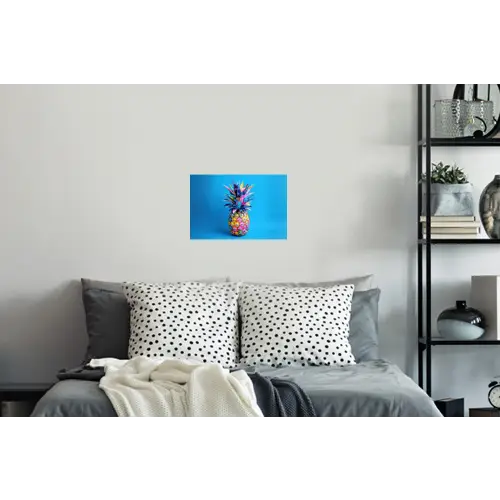 Ananas - Blauw - Tropisch - Vrolijk Muursticker klein -slaapkamer