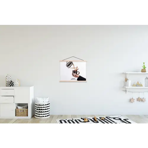 Koffie - Mok - Kan - Therapie textielposter latten blank klein -kinderkamer