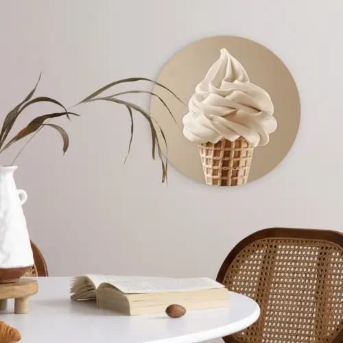 IJs - Softijs - Romig - Hoorntje - Beige Wandcirkel plexiglas klein -sfeer4