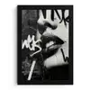 Gezicht - Mond - Graffiti - Zwart fotolijst zwart zonder passe partout klein -3d