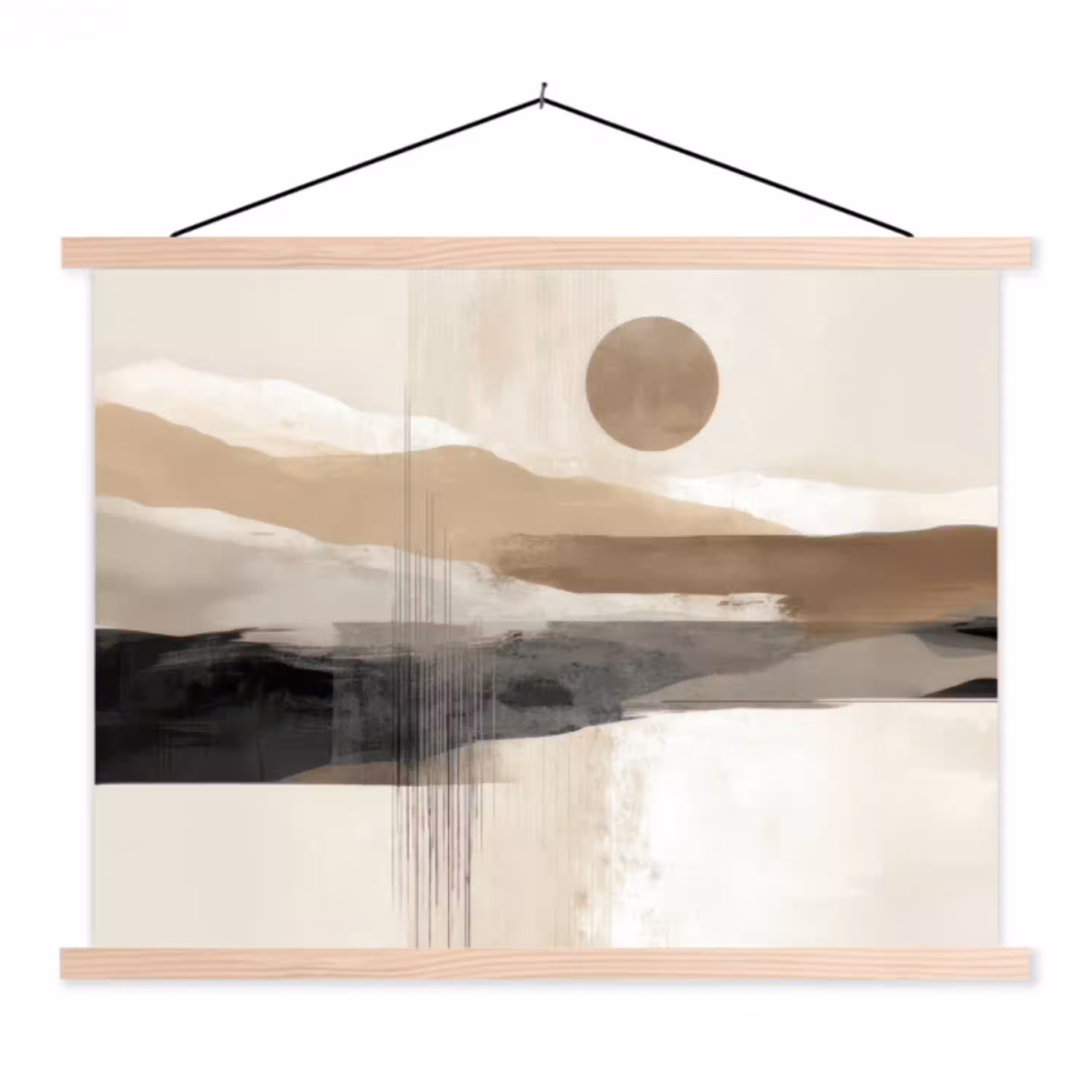 Minimalistisch - Landschap - Dimensie textielposter latten blank klein -3d