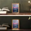 Schilderij - Zonsondergang - Bloemen - Rivier Light Box met kabel (Tafellamp) klein -sfeer3