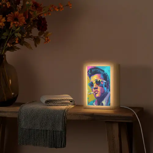 Portret - Sigaret - Kleurrijk - Bril Light Box met kabel (Tafellamp) klein -sfeer4