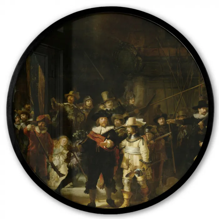 De Nachtwacht - Kunst - Oude meesters - Rembrandt Fotolijst rond zonder passe partout klein -3d