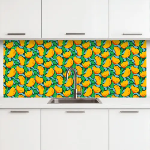 Mango - Patroon - Fruit - Bladeren keuken achterwand 2 middel 871 -3d