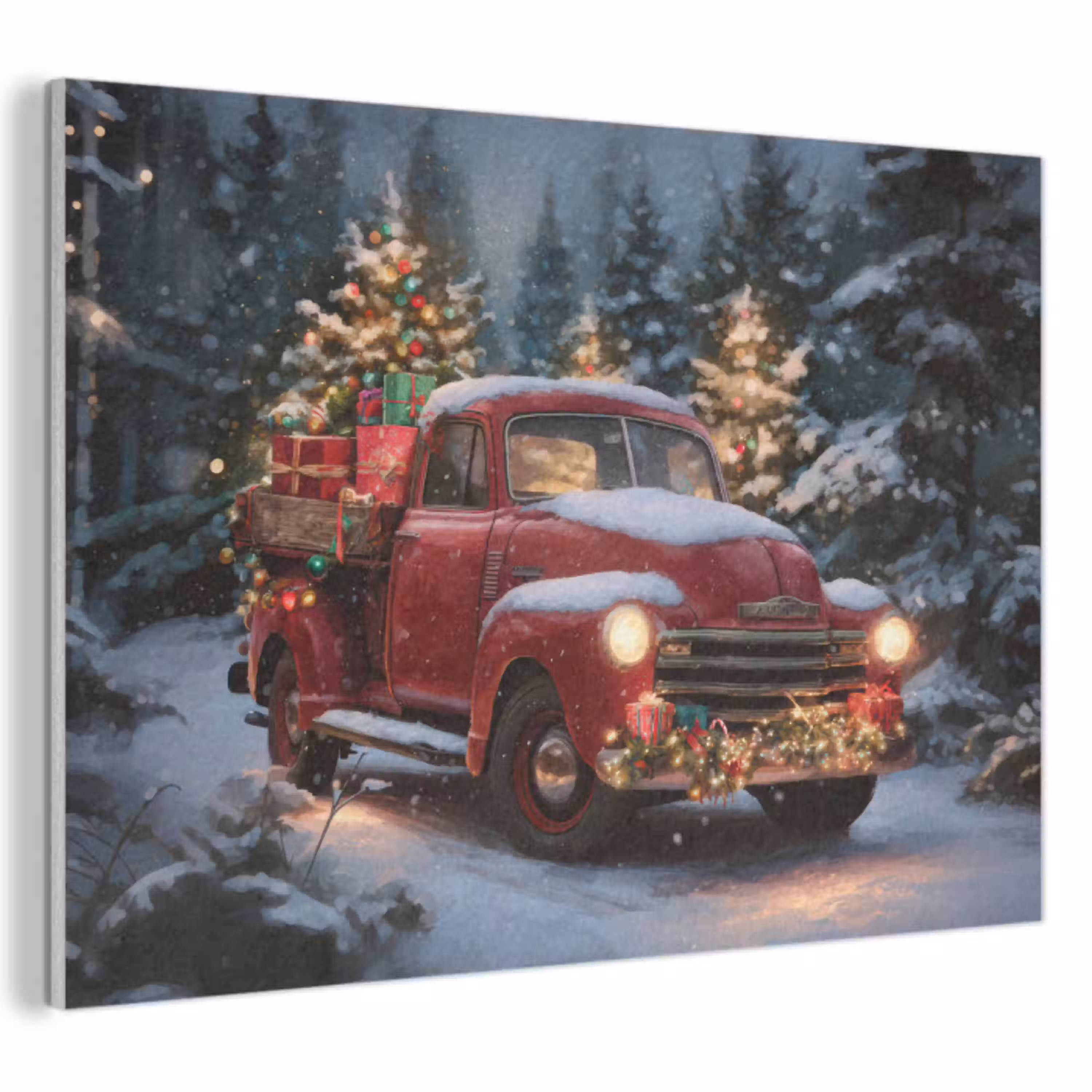 Kersttruck - Sneeuwbos - Rood PET vilt klein -3d