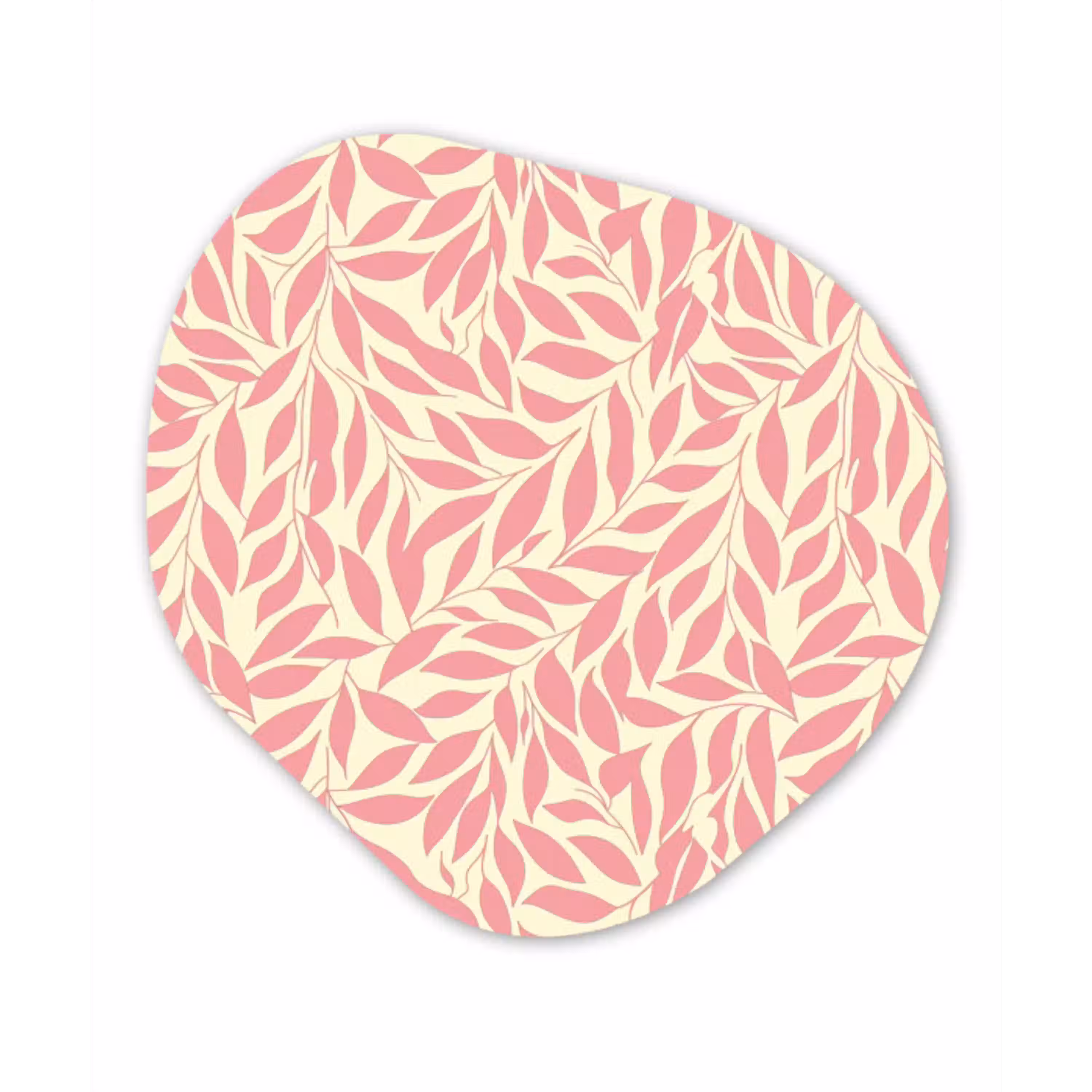 Roze - Bladeren - Dynamisch - Patroon Wandcirkel Organisch Aluminium middel 851 -3d