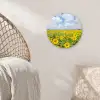 Zonnebloemen - Bloemen - Wolken - Natuur - Geel - Landschap Wandcirkel kunststof plaat 5mm dik klein -sfeer5