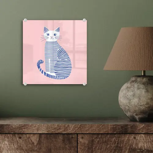 Kat - Illustratie - Minimalistisch - Roze plexiglas 5mm klein -sfeer3