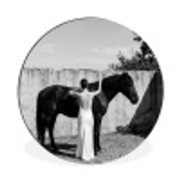 Vrouw - Paard - Artistiek Wandcirkel aluminium klein -3d