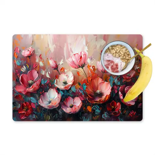 Klaprozen - Roze - Bloemen - Botanisch - Kunst Placemat vinyl groot -zzzproduct_Kitchenyeah-website