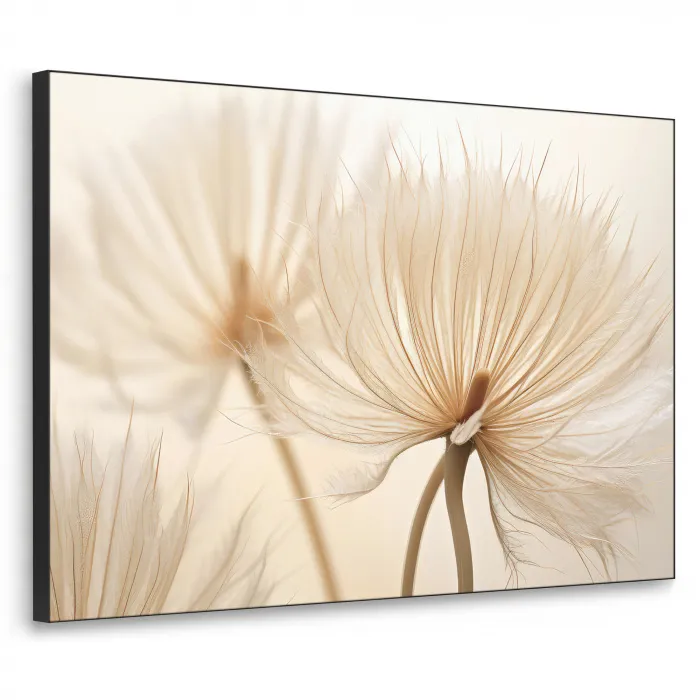 Bloemen - Beige - Natuur Textielframe zwart klein -3d