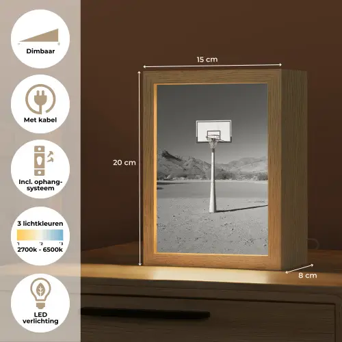 Basketbalpaal - Landschap - Zand - Wit Light Box met kabel (Tafellamp) klein -USP_NL