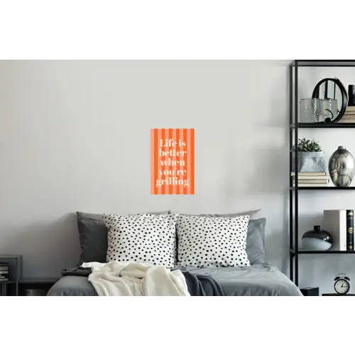 Tekst - Gestreept - Oranje - Zomer Muursticker klein -slaapkamer