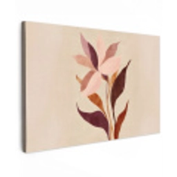 Bloemen - Blaadjes - Minimalistisch - Roze Tuinposter op houten frame 2 cm dik klein -3d