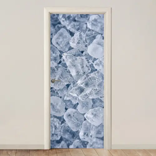 Ijsblokjes - Water - Blauw deurposter klein -3d_beige