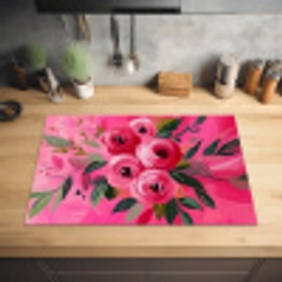 Bloemen - Verf - Roze Inductie beschermer vinyl 3mm klein -sfeer5