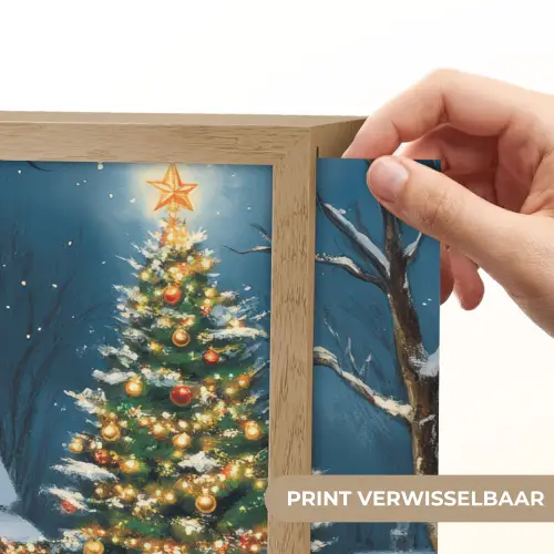 Kerst - Kerstboom - Winter - Huis - Sneeuw Light Box met batterij (Wandlamp) middel -USP_websiteprintNL