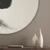 Penseelstreek - Zwart - Minimalistisch Akoestische PET Vilt - Rond klein -sfeer5_closeup