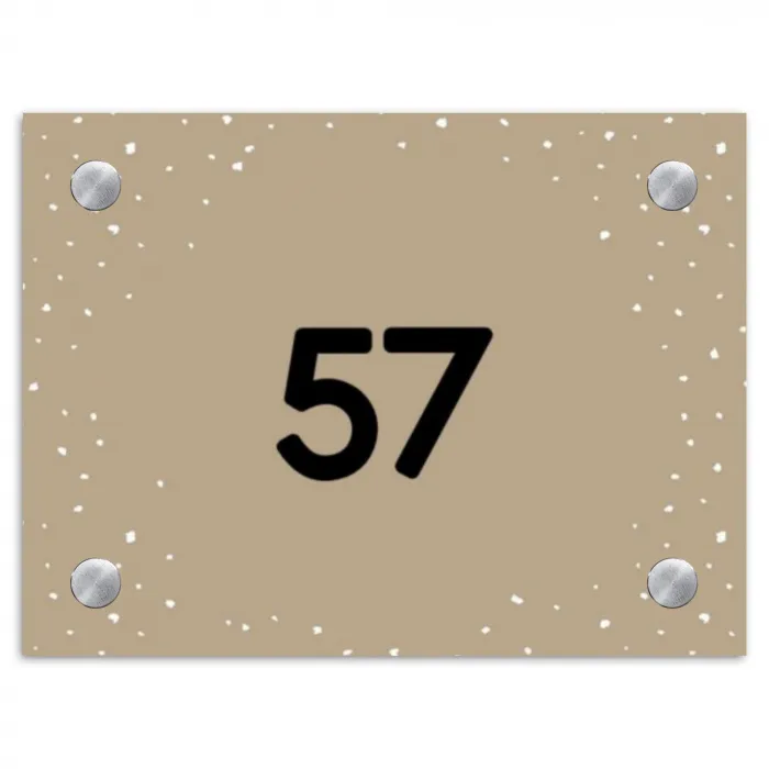 Beige met stippen - Traditioneel Naambord Rechthoek middel -3d