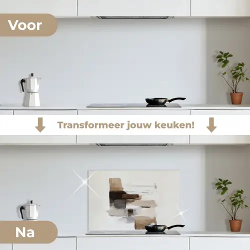 Penseelstreken - Balans - Beige - Bruin keuken achterwand spatscherm klein -voor_na_NL
