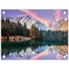 Bergen - Bos - Water - Lucht - Roze - Paars tuinposter los doek klein -3d
