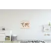 Wereldkaart - Bloemen - Roze textielposter latten blank klein -kinderkamer