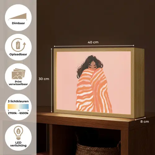 Meisje - Deken - Gestreept - Oranje Light Box met batterij (Wandlamp) middel -USP_websiteoverzichtNL