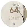 Boomsilhouet beige achtergrond - Modern Naambord Rond klein -3d