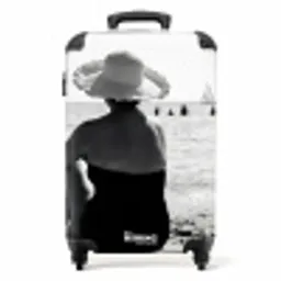 Zonnehoed - Strand - Zwart - Wit NBS - Handbagage koffer - Volwassenen Unisex middel -productfoto_recht