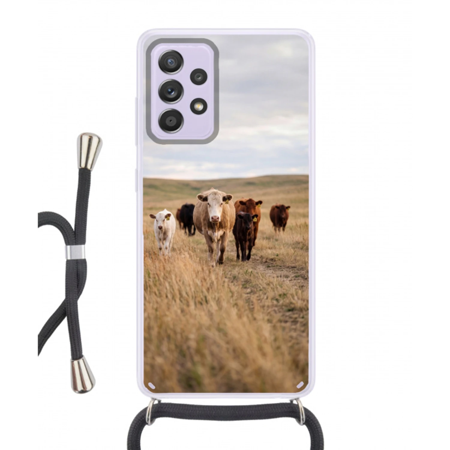 Runderen - Kudde - Landschap - Weide - Rustig Hoesje Samsung Galaxy A52 5G met koord klein -3d