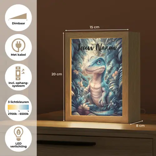 Dino - Jungle - Blauw Light Box met kabel (Kinderlampje) klein -USP_NL