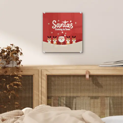 Illustratie - Kerstman - Rendieren - Rood plexiglas 5mm klein -sfeer4