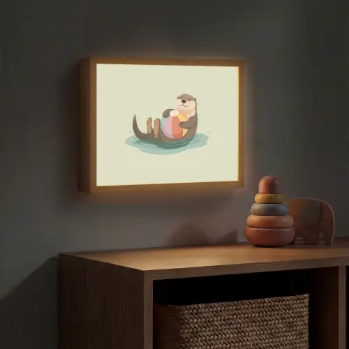 Otter - Strandbal - Kleurrijk Light Box met batterij (Wandlamp kind) middel -sfeer5_kind