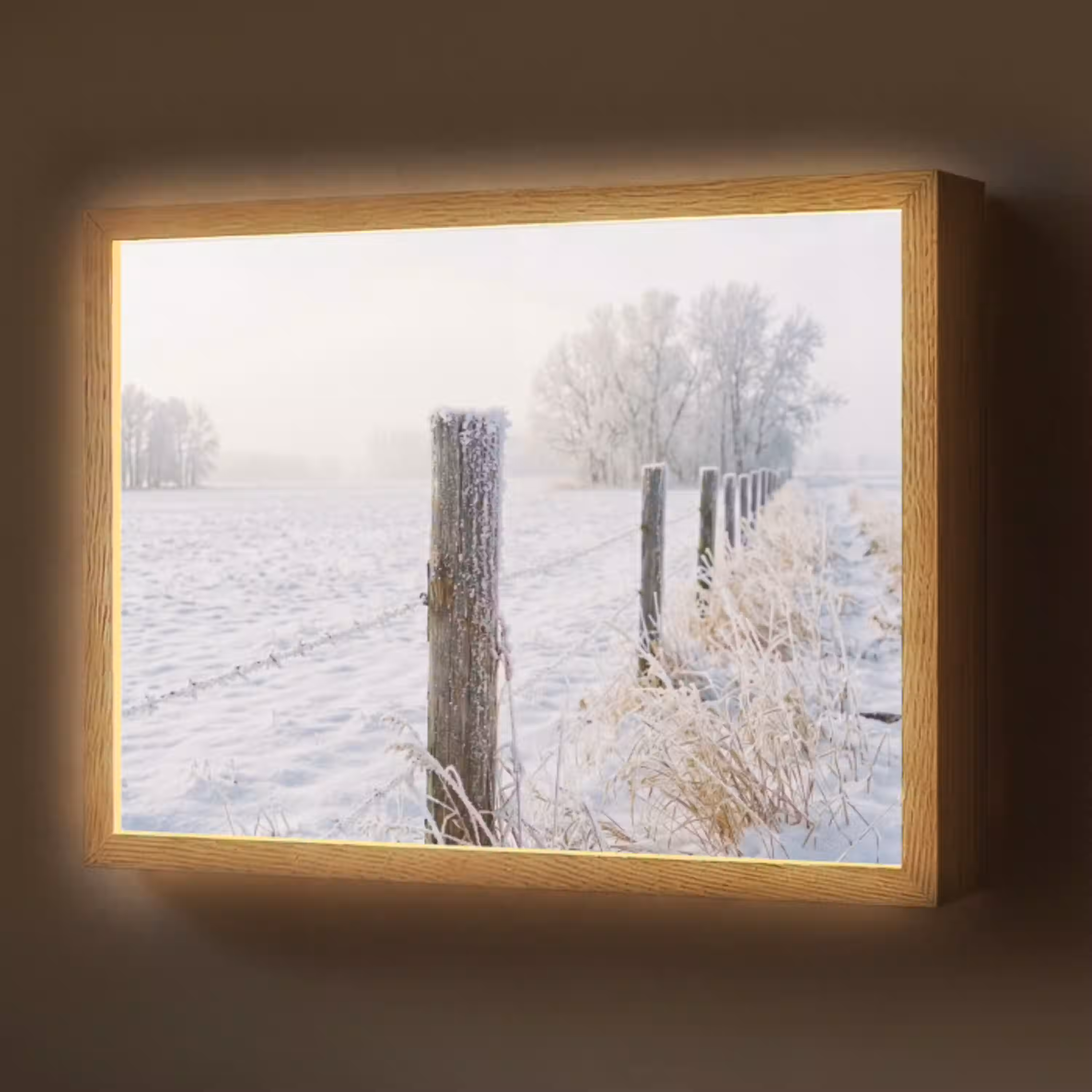 Hek - Sneeuw - Mist - Platteland - Nostalgisch Light Box met batterij (Wandlamp) middel -z3d_website
