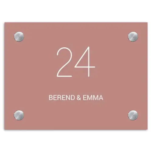 Effen oudroze - Klassiek Naambord Rechthoek middel -3d
