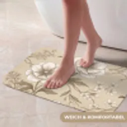Bloemen - Patroon - Beige Badmat klein -USP_ZachtDE