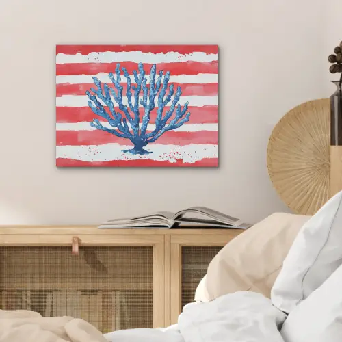 Koraal - Verfstructuur - Rood - Blauw PET vilt klein -sfeer3