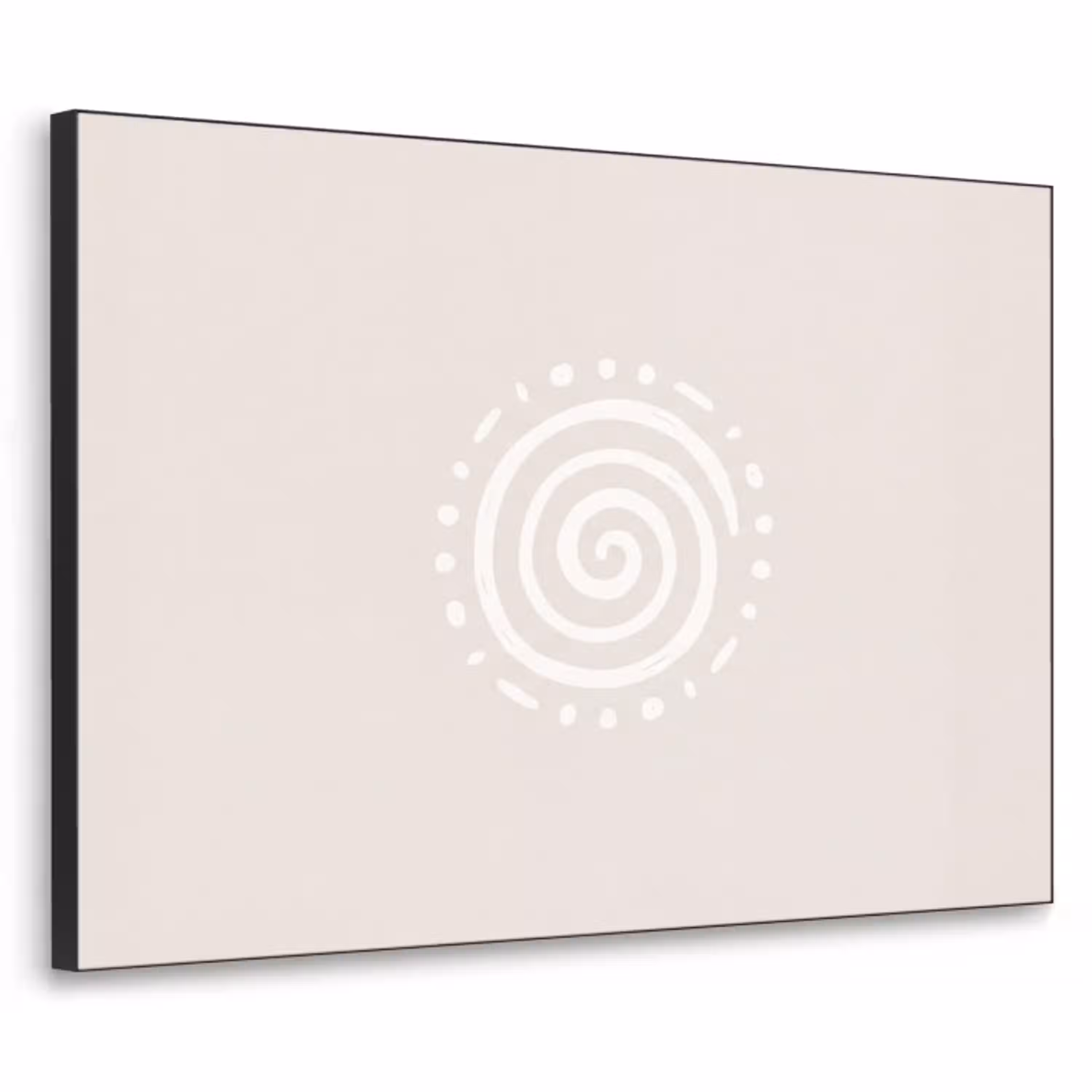 Symbool - Spiraal - Abstract - Minimalistisch - Beige Textielframe zwart klein -3d
