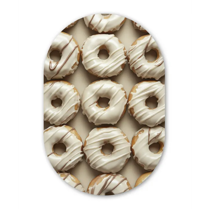 Donuts - Chocolade - Wit - Beige Wandcirkel Ovaal Glas middel -3d